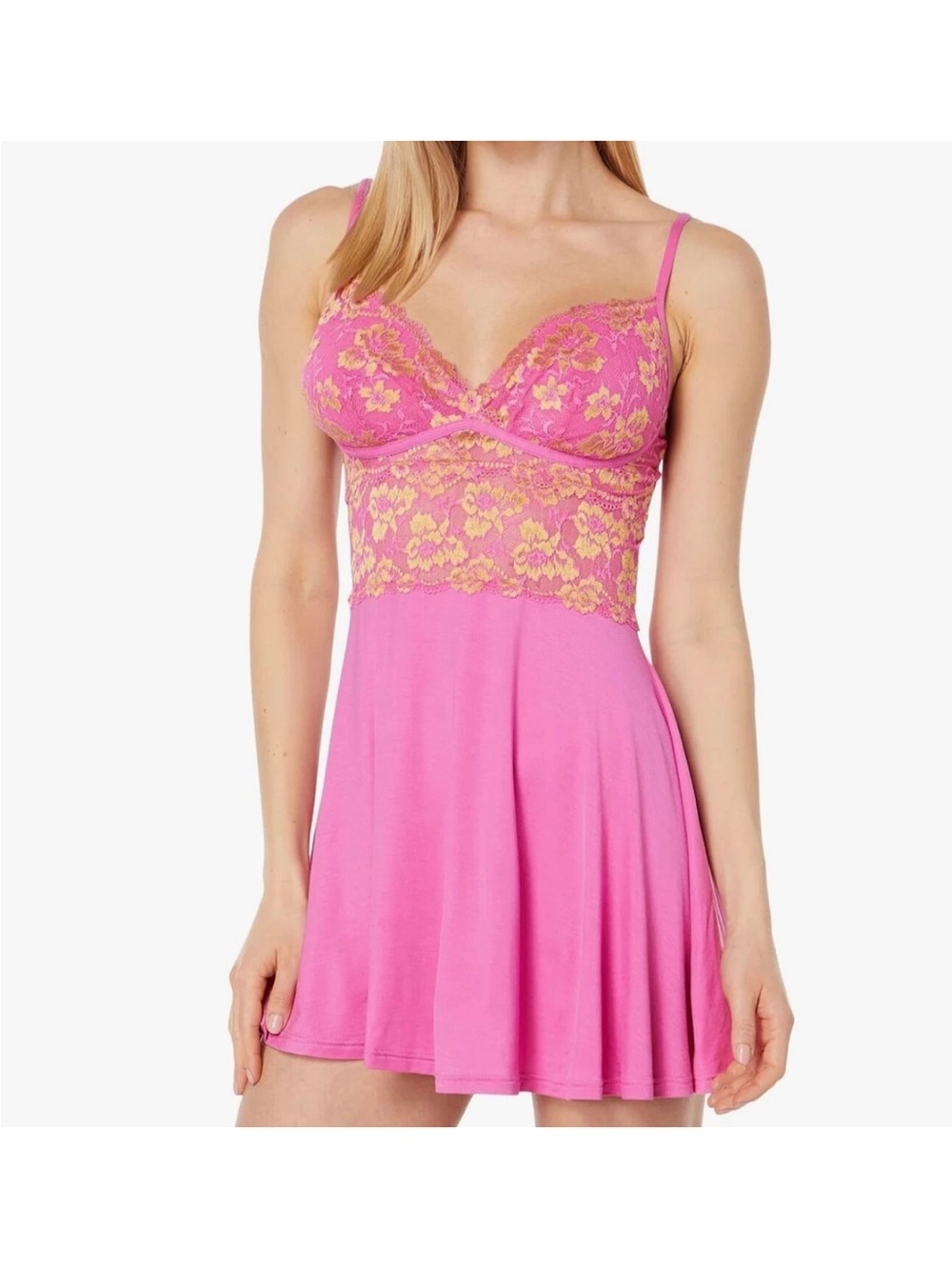 Cosabella Savona Babydoll Teddy Nightgown Lingerie Pink Gold size medium NEW